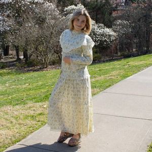 70s Vintage Floral Maxi Dress | XS | Bust 32" | Vintage VTG